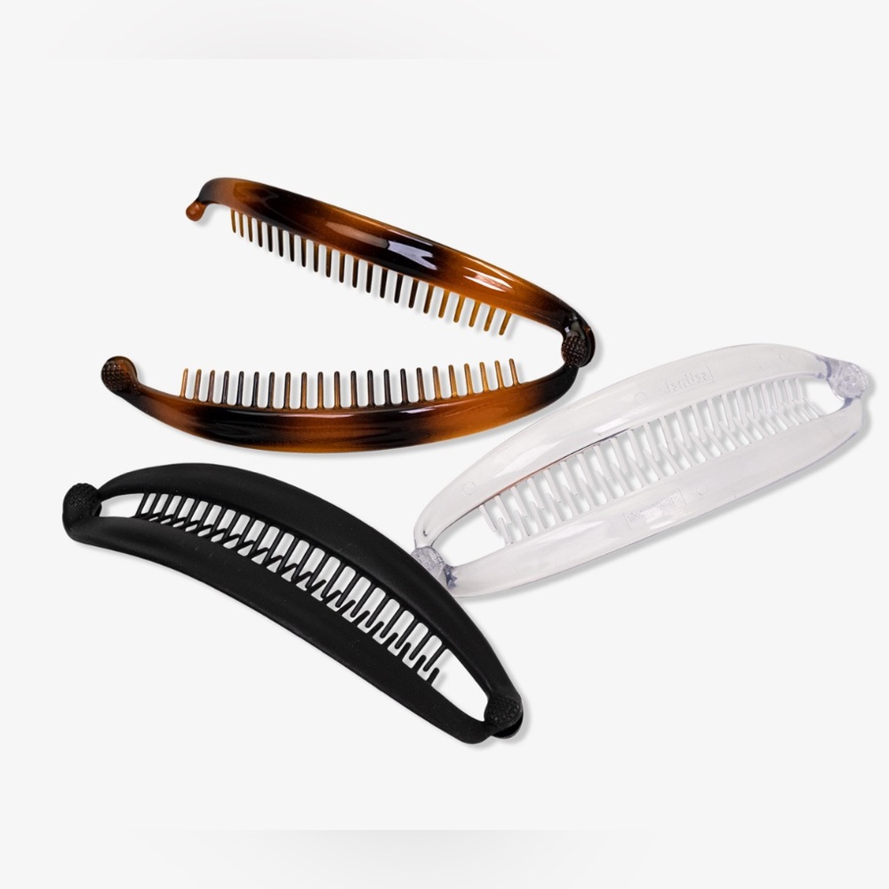 Set of Three Ponytail Flat Banana Combs